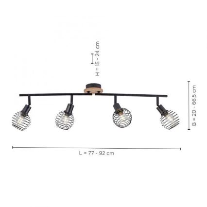 Leuchten Direkt 15924-79 - Foco EUGEN 4xE14/40W/230V carvalho