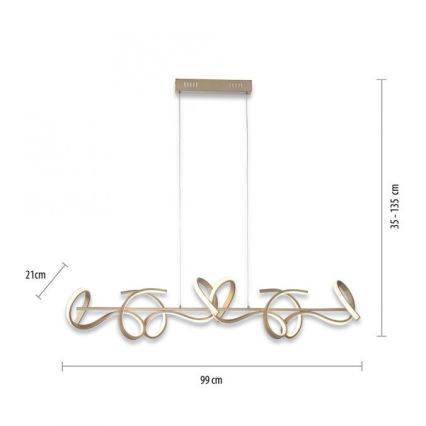 Leuchten Direkt 19033-60 - Candelabro suspenso LED com regulação CURLS LED/40,8W/230V