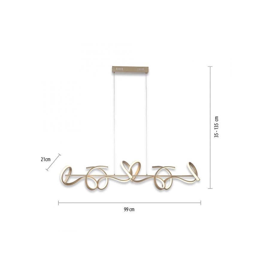 Leuchten Direkt 19033-60 - Candelabro suspenso LED com regulação CURLS LED/40,8W/230V