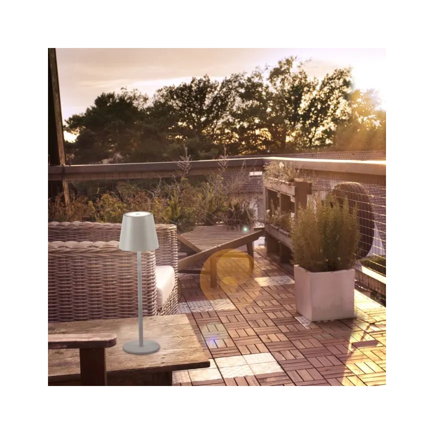 Leuchten Direkt 19250-40 - LED Candeeiro de mesa exterior recarregável com regulação EURIA LED/3W/5V IP54 cinzento