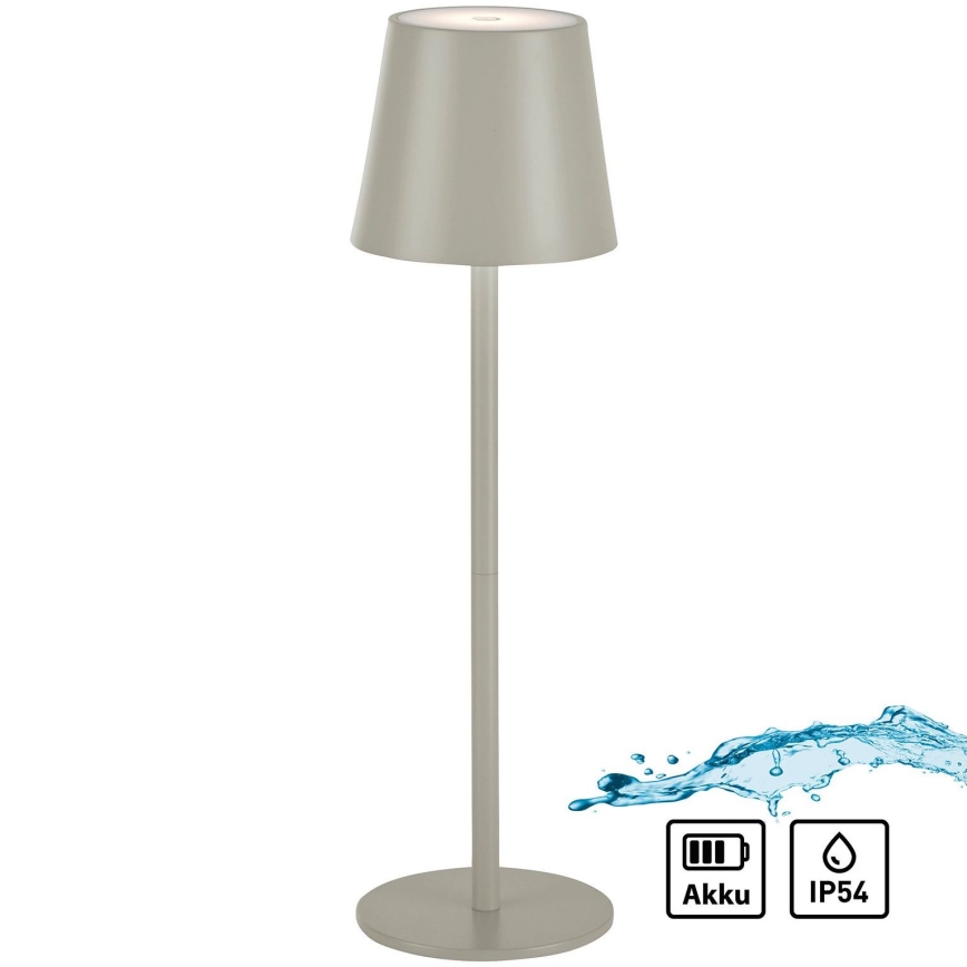Leuchten Direkt 19250-40 - LED Candeeiro de mesa exterior recarregável com regulação EURIA LED/3W/5V IP54 cinzento