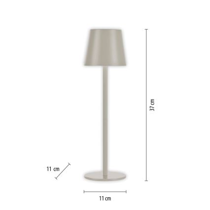 Leuchten Direkt 19250-40 - LED Candeeiro de mesa exterior recarregável com regulação EURIA LED/3W/5V IP54 cinzento