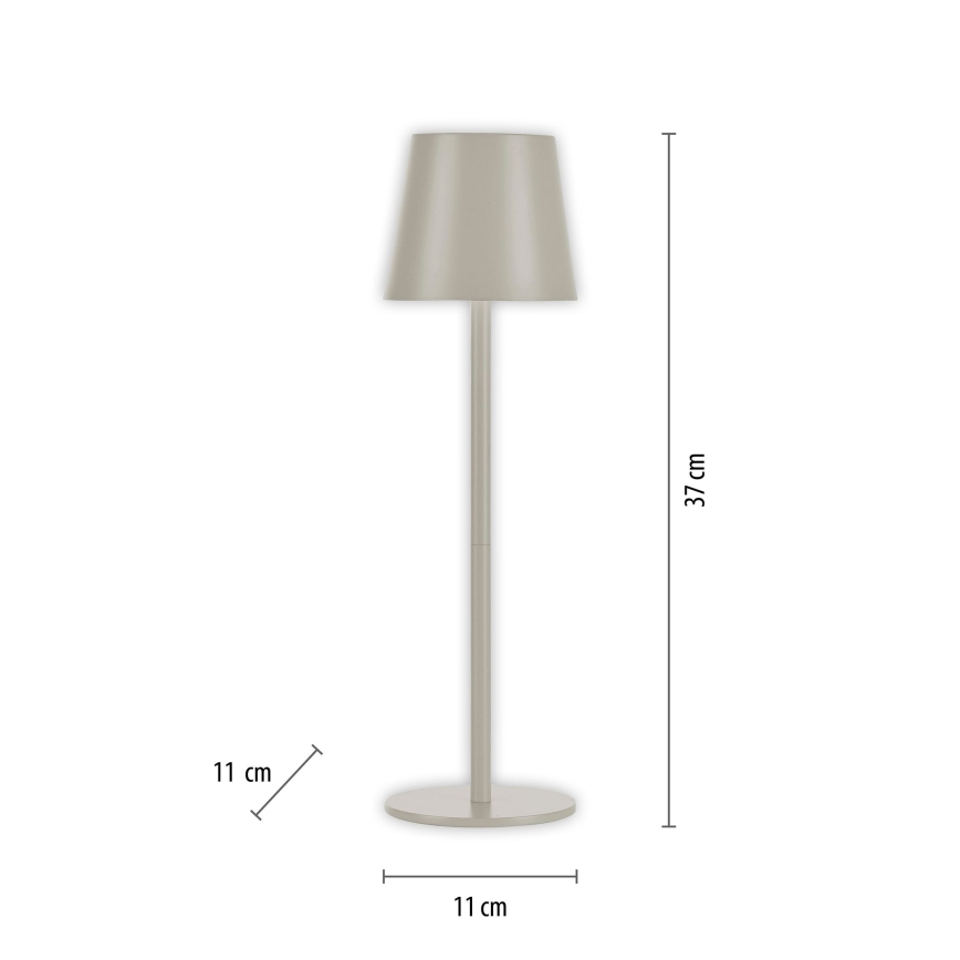 Leuchten Direkt 19250-40 - LED Candeeiro de mesa exterior recarregável com regulação EURIA LED/3W/5V IP54 cinzento