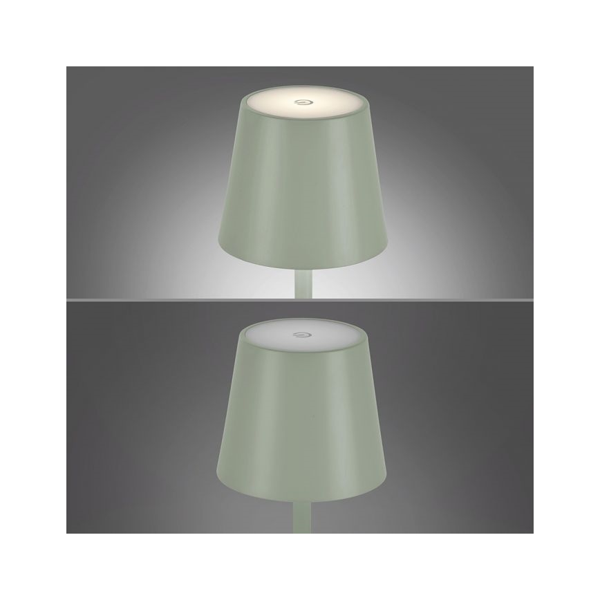 Leuchten Direkt 19250-43 - LED Candeeiro de mesa exterior recarregável com regulação EURIA LED/3W/5V IP54 verde