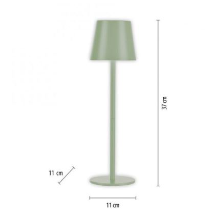 Leuchten Direkt 19250-43 - LED Candeeiro de mesa exterior recarregável com regulação EURIA LED/3W/5V IP54 verde