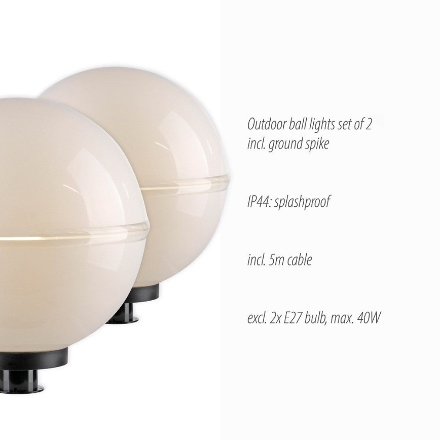 Leuchten Direkt 19324-16-2 - CONJUNTO 2x Candeeiro exterior 1xE27/40W/230V diâmetro 40 cm IP44