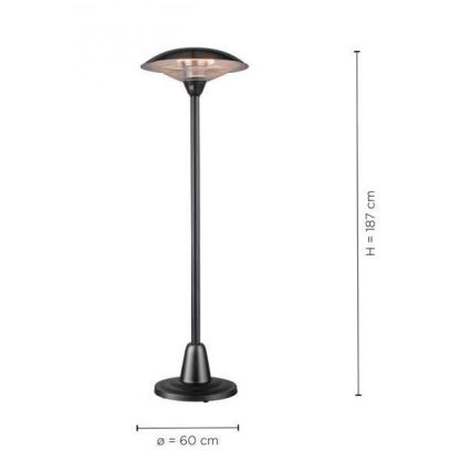 Leuchten Direkt 99501-18 - Elemento de aquecimento exterior GLOW 1500-3000W/230V 1,87 m IP34 preto