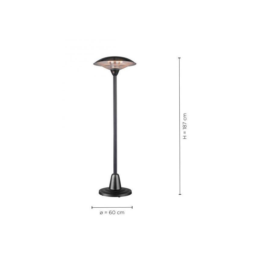 Leuchten Direkt 99501-18 - Elemento de aquecimento exterior GLOW 1500-3000W/230V 1,87 m IP34 preto