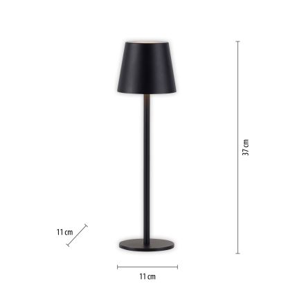 Leuchten Direkt 19250-18 - LED Candeeiro de mesa exterior recarregável com regulação EURIA LED/3W/5V IP54 preto