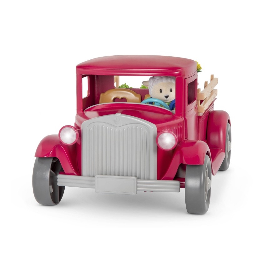 Li'l Woodzeez - Conjunto de brinquedos camião do agricultor com banca de comida 3xAAA
