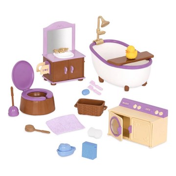 Li'l Woodzeez - Conjunto de brinquedos mobiliário para casa de banho