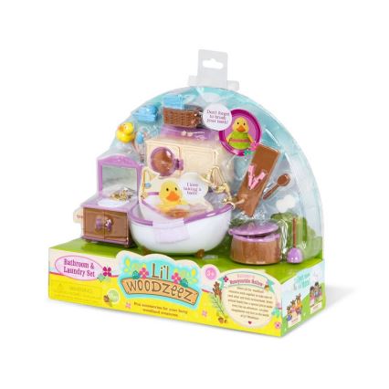 Li'l Woodzeez - Conjunto de brinquedos mobiliário para casa de banho