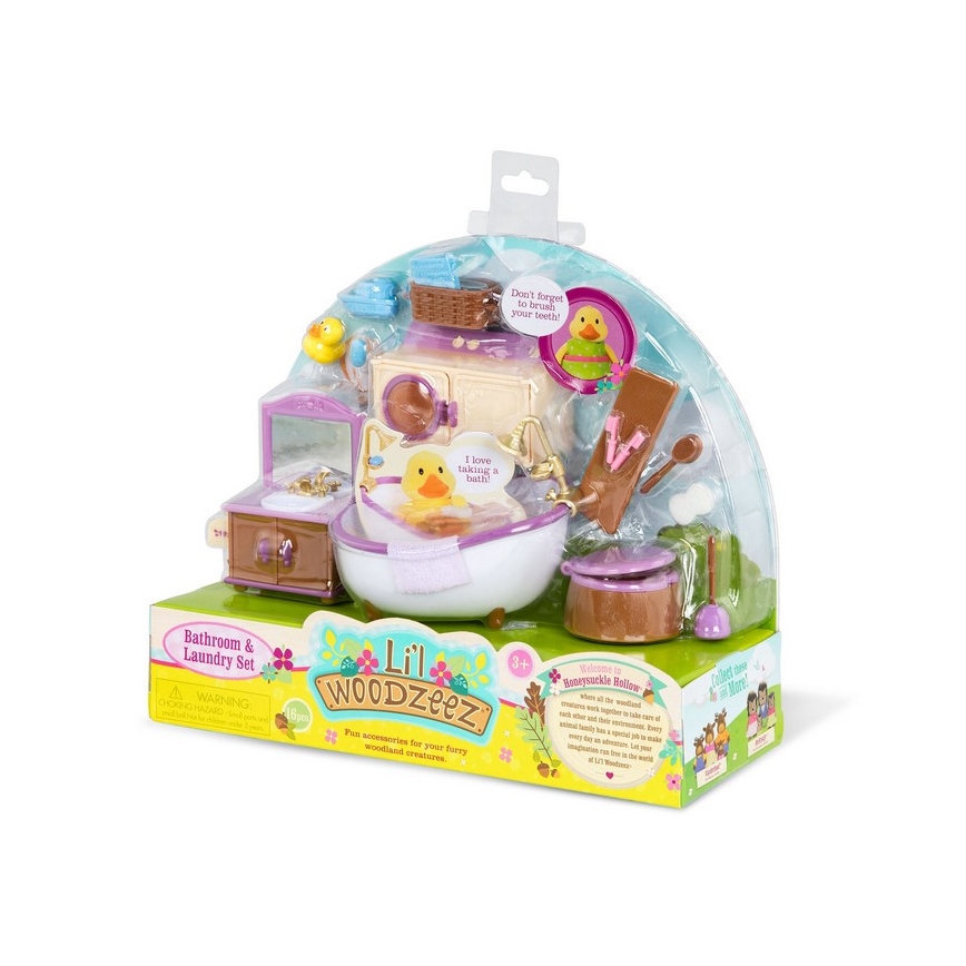 Li'l Woodzeez - Conjunto de brinquedos mobiliário para casa de banho
