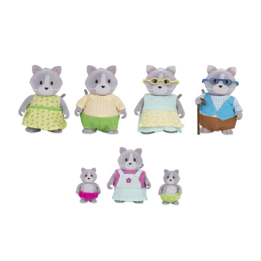 Li'l Woodzeez - Conjunto de figuras DAINTYPAW família de gatos