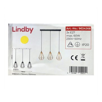 Lindby - Candelabro suspenso ELDA 3xE27/60W/230V