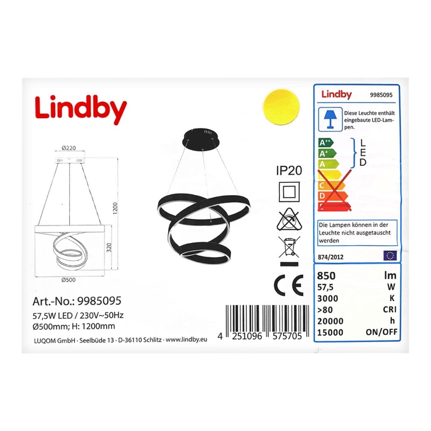 Lindby - Candelabro suspenso LED OLADA LED/57,5W/230V