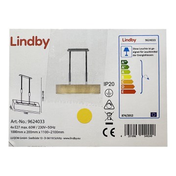 Lindby - Candelabro suspenso MARIAT 4xE27/60W/230V