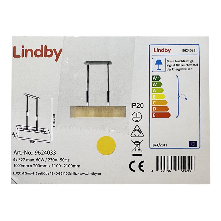 Lindby - Candelabro suspenso MARIAT 4xE27/60W/230V