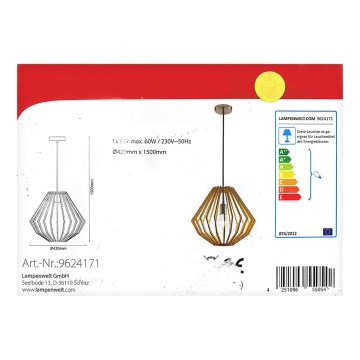 Lindby - Candelabro suspenso SIGGIE 1xE27/60W/230V