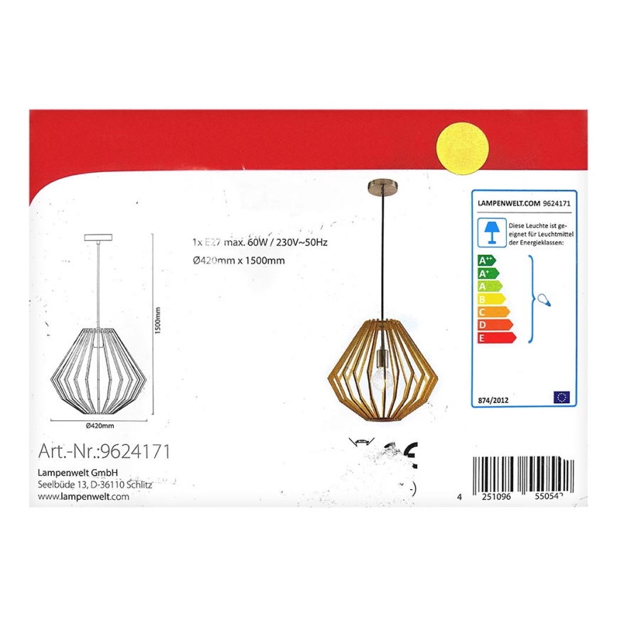 Lindby - Candelabro suspenso SIGGIE 1xE27/60W/230V