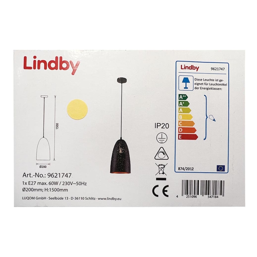 Lindby - Candelabro suspenso TOLA 1xE27/60W/230V