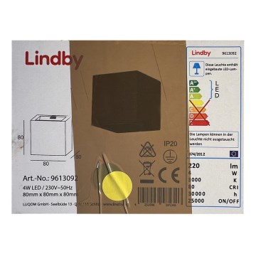 Lindby - Iluminação de parede LED QUASO LED/4W/230V betão