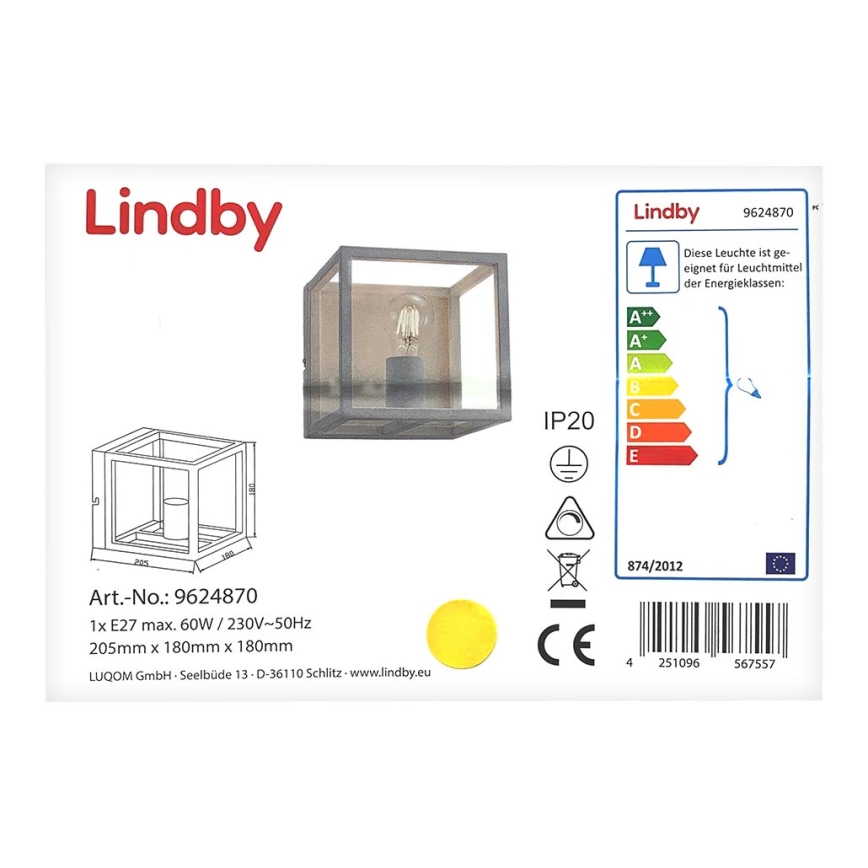 Lindby - Iluminação de parede MERON 1xE27/60W/230V