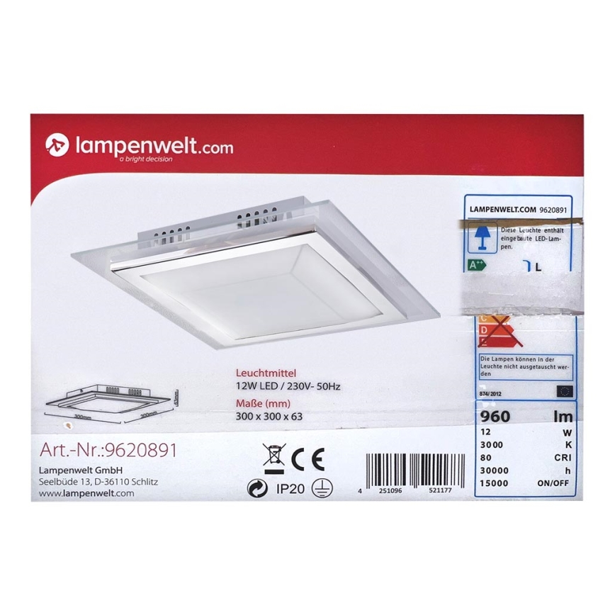 Lindby - Iluminação de teto LED ALESSIO LED/12W/230V