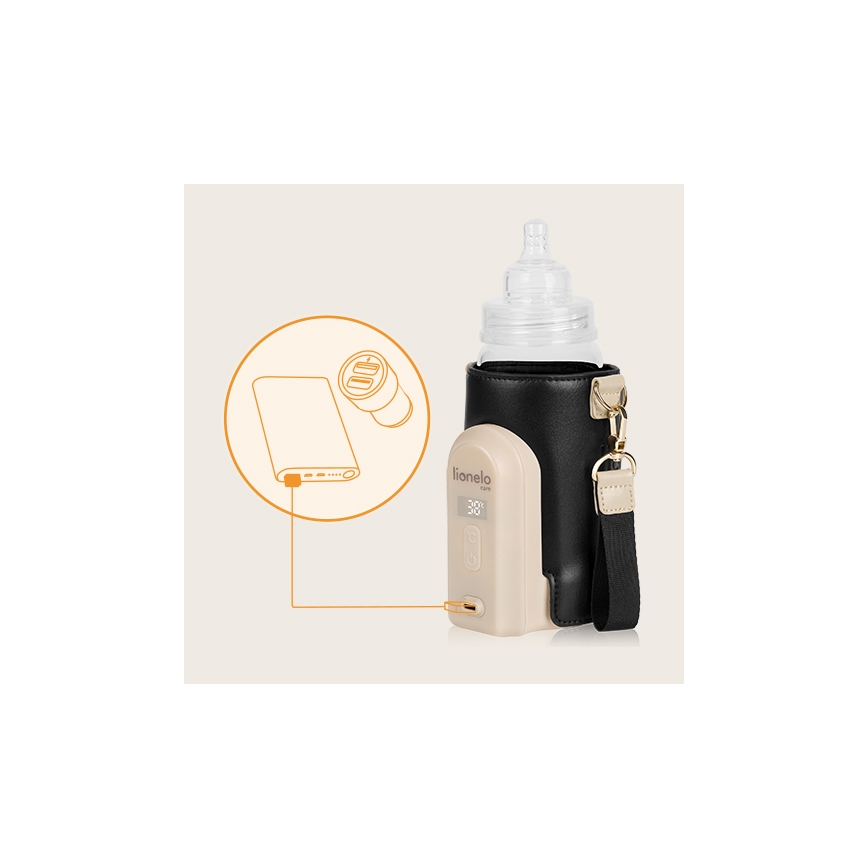 Lionelo - Aquecedor de biberões recarregável~ THERMUP GO EVO 18W/5V preto/bege
