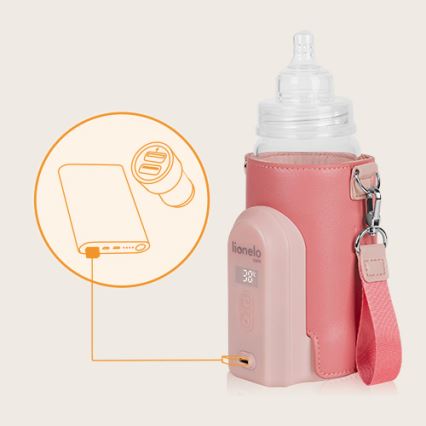 Lionelo - Aquecedor de biberões recarregável~ THERMUP GO EVO 18W/5V rosa
