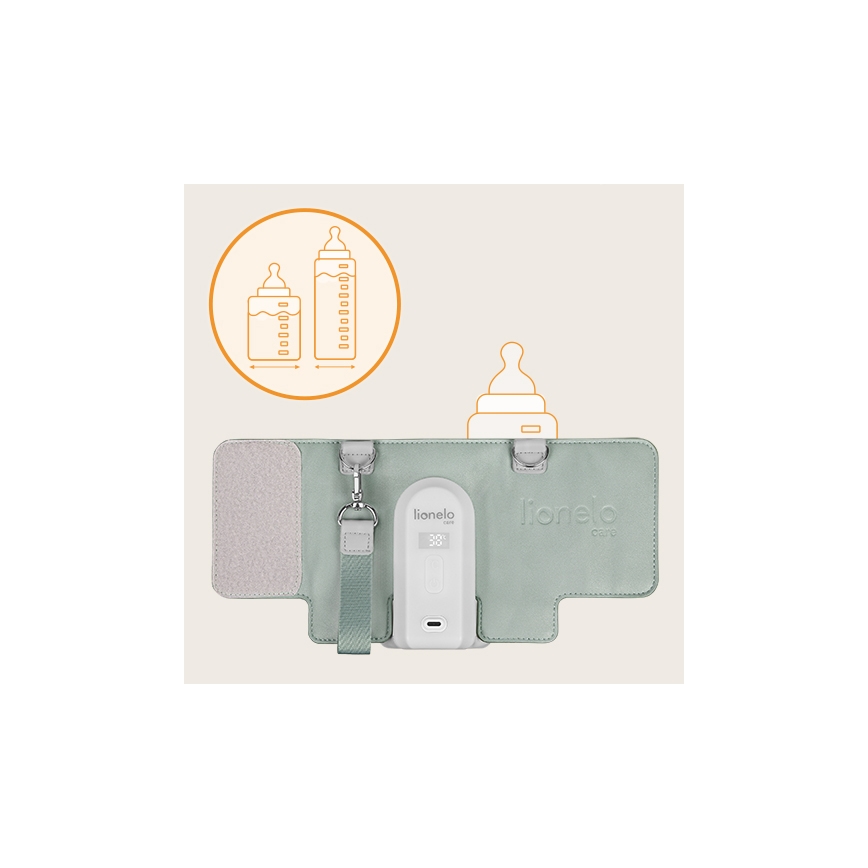 Lionelo - Aquecedor de biberões recarregável~ THERMUP GO EVO 18W/5V verde/branco