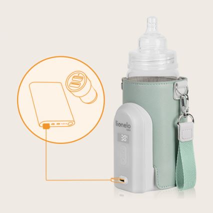 Lionelo - Aquecedor de biberões recarregável~ THERMUP GO EVO 18W/5V verde/branco