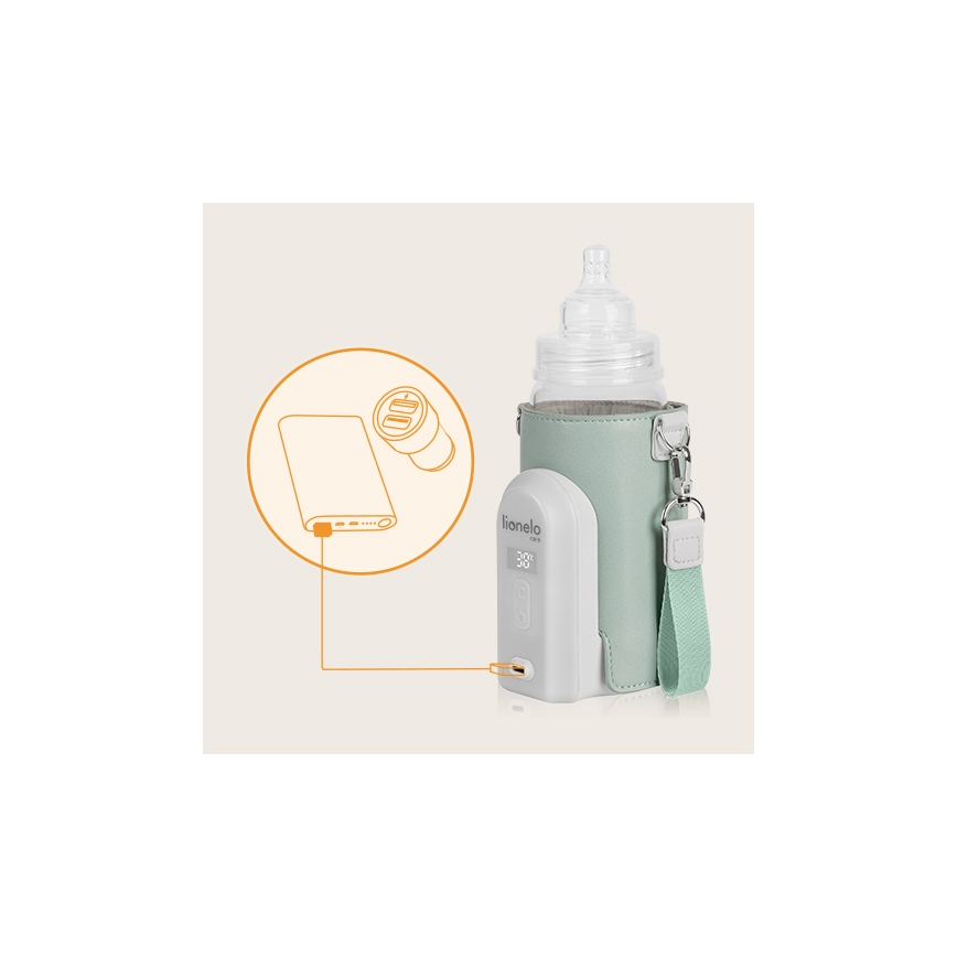 Lionelo - Aquecedor de biberões recarregável~ THERMUP GO EVO 18W/5V verde/branco
