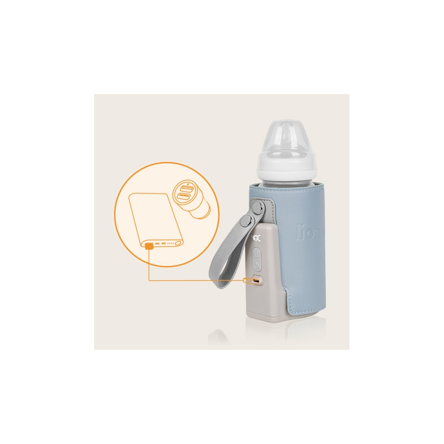 Lionelo - Aquecedor de biberões recarregável~ THERMUP GO PLUS 10W/5V azul/cinzento