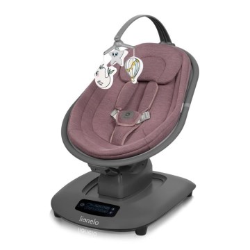 Lionelo - Balanço para bebé com melodia BLOSSOM Rosa Malva + controlo remoto