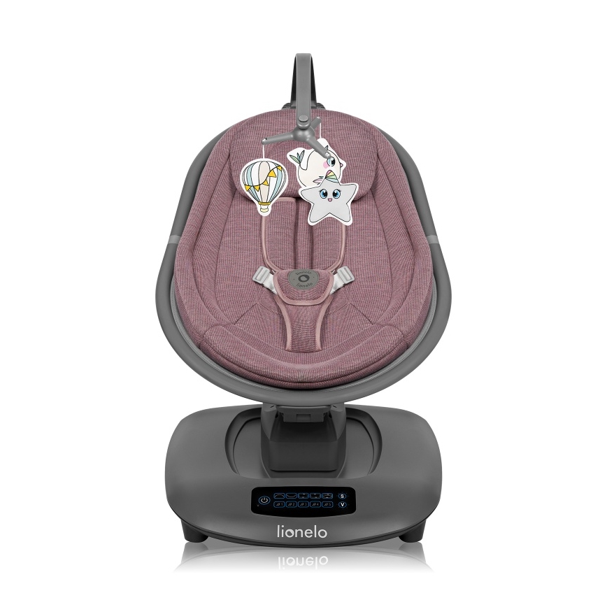 Lionelo - Balanço para bebé com melodia BLOSSOM Rosa Malva + controlo remoto