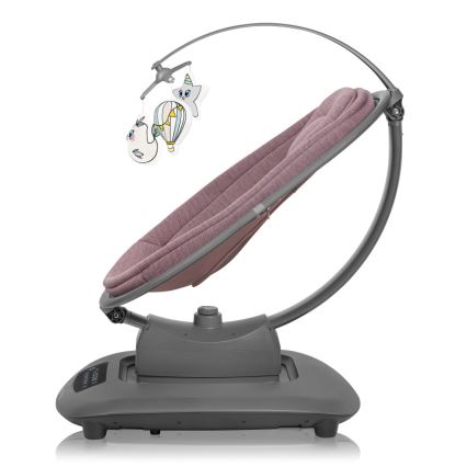 Lionelo - Balanço para bebé com melodia BLOSSOM Rosa Malva + controlo remoto