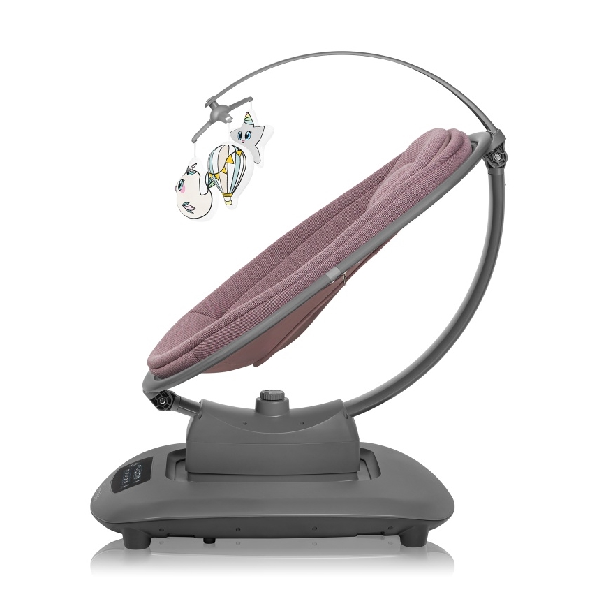 Lionelo - Balanço para bebé com melodia BLOSSOM Rosa Malva + controlo remoto