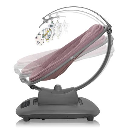 Lionelo - Balanço para bebé com melodia BLOSSOM Rosa Malva + controlo remoto