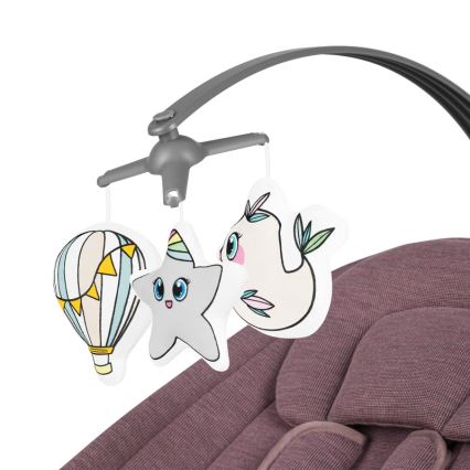Lionelo - Balanço para bebé com melodia BLOSSOM Rosa Malva + controlo remoto