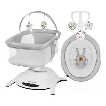 Lionelo - Baloiço infantil 2 em 1 BELLA com melodia, 4x AA, Cinzento Betão + controlo remoto
