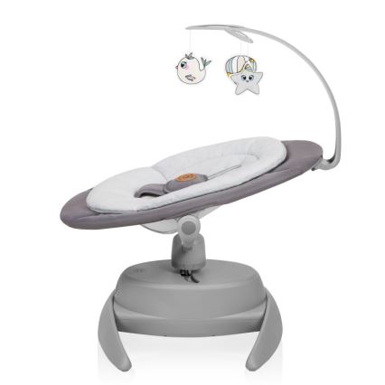 Lionelo - Baloiço infantil com melodia MELL Grey Stone 4x pilhas AA + controlo remoto