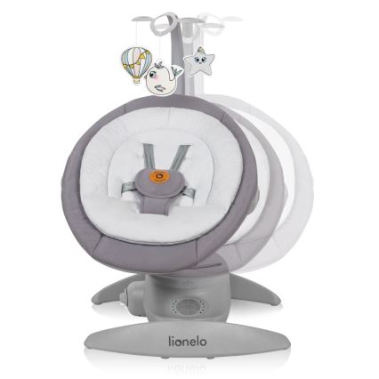 Lionelo - Baloiço infantil com melodia MELL Grey Stone 4x pilhas AA + controlo remoto