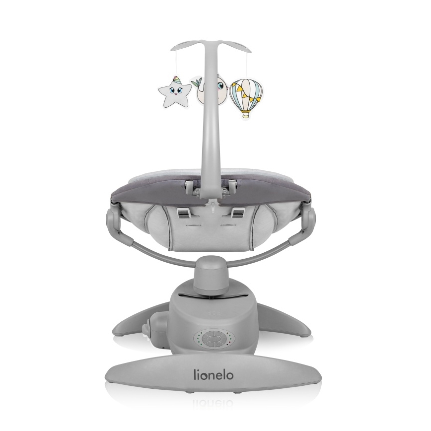 Lionelo - Baloiço infantil com melodia MELL Grey Stone 4x pilhas AA + controlo remoto