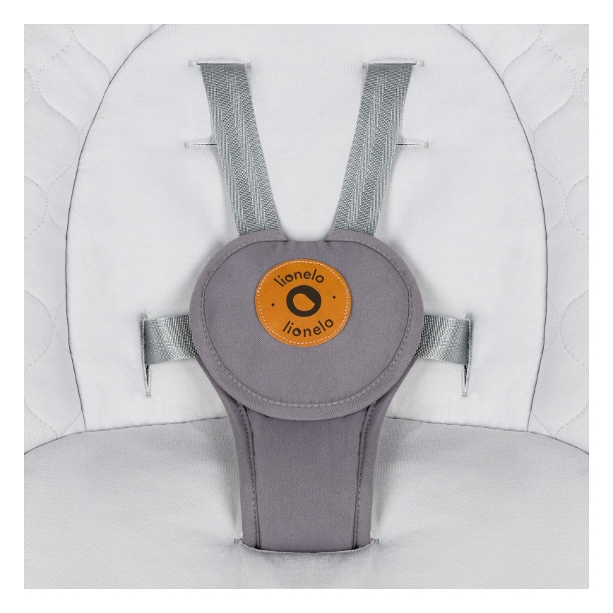 Lionelo - Baloiço infantil com melodia MELL Grey Stone 4x pilhas AA + controlo remoto