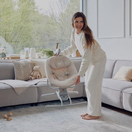 Lionelo - Baloiço infantil com melodia RIO 4xC Bege Latte + controlo remoto
