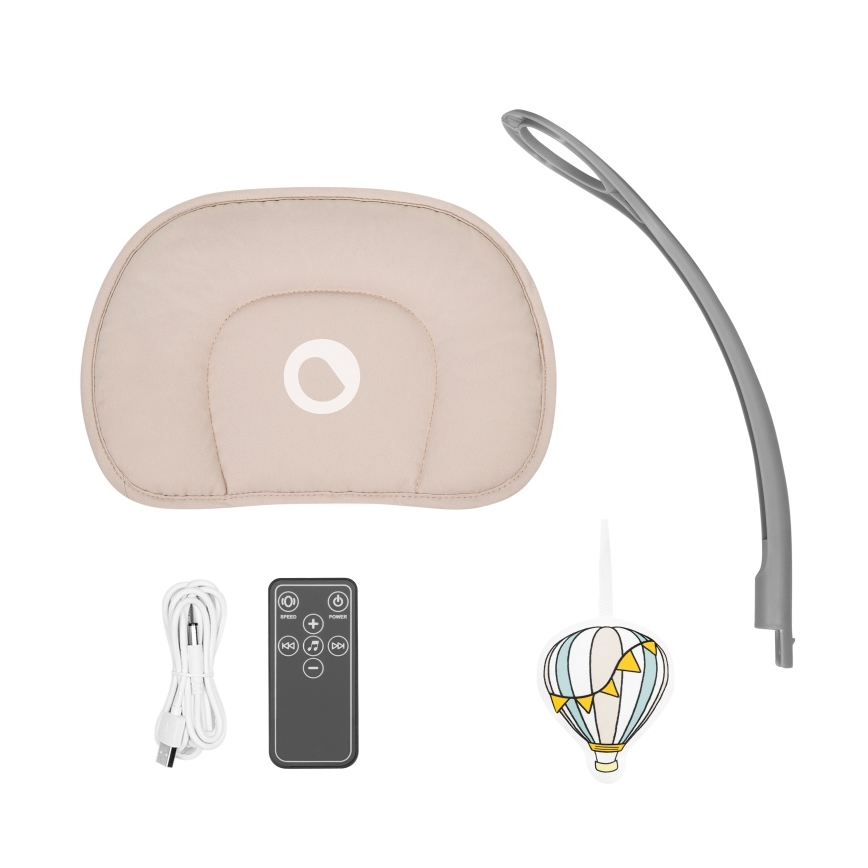 Lionelo - Baloiço infantil com melodia RIO 4xC Bege Latte + controlo remoto