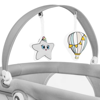 Lionelo - Baloiço infantil 2 em 1 BELLA com melodia, 4x AA, Cinzento Betão + controlo remoto
