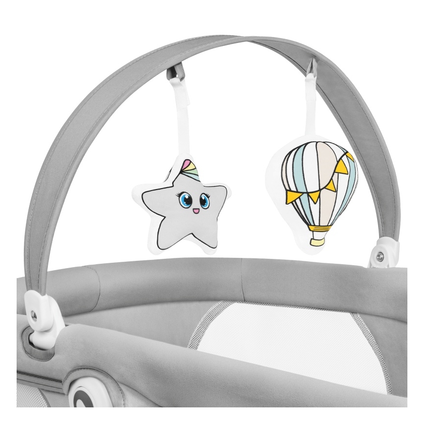Lionelo - Baloiço infantil 2 em 1 BELLA com melodia, 4x AA, Cinzento Betão + controlo remoto
