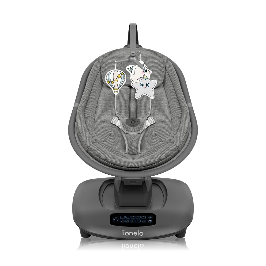 Lionelo - Baloiço para bebé com melodia BLOSSOM Cinzento Betão + controlo remoto
